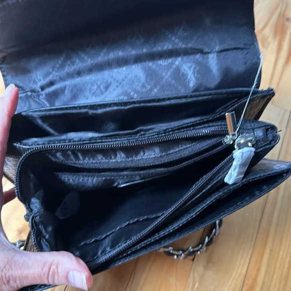 CXL by Christian Lacroix black faux alligator texture woven chain crossbody bag. - Picture 6 of 7